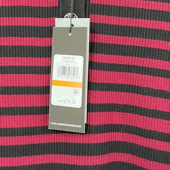 Karl Lagerfeld Stripped Sweater Top Red and Black Size Small NWT - Picture 7 of 9
